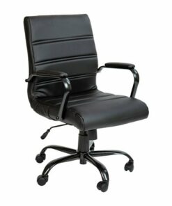 Flash Furniture - Whitney Mid-Back Modern Leather/Faux Leather Executive Swivel Office Chair - Black LeatherSoft/Black Frame