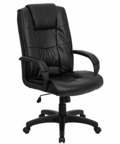 Flash Furniture - Jessica Contemporary Leather/Faux Leather Executive Swivel Office Chair - Black LeatherSoft