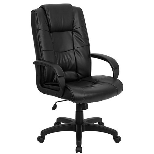 Flash Furniture - Jessica Contemporary Leather/Faux Leather Executive Swivel Office Chair - Black LeatherSoft