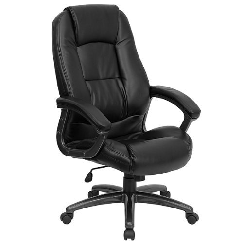 Flash Furniture - Jules Contemporary Leather/Faux Leather Executive Swivel Office Chair - Black