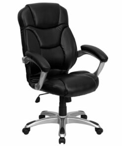 Flash Furniture - Jessie Contemporary Leather/Faux Leather Executive Swivel Office Chair - Black LeatherSoft