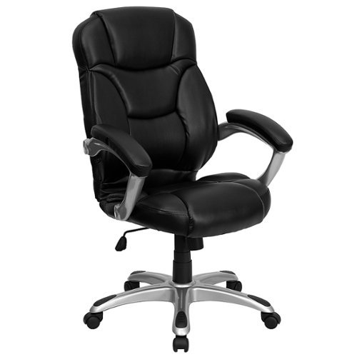 Flash Furniture - Jessie Contemporary Leather/Faux Leather Executive Swivel Office Chair - Black LeatherSoft