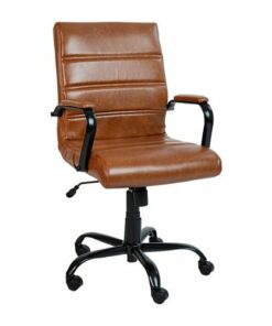 Flash Furniture - Whitney Modern Leather/Faux Leather Executive Swivel Office Chair - Brown LeatherSoft/Black Frame
