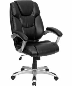 Flash Furniture - Heather Contemporary Leather/Faux Leather Executive Swivel Office Chair - Black 0