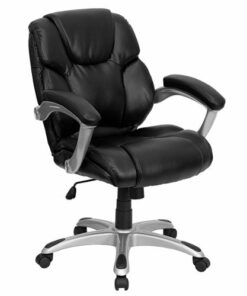 Flash Furniture - Heather Contemporary Leather/Faux Leather Executive Swivel Office Chair - Black 1