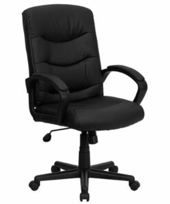 Flash Furniture - Chelsea Contemporary Leather/Faux Leather Swivel Office Chair - Black