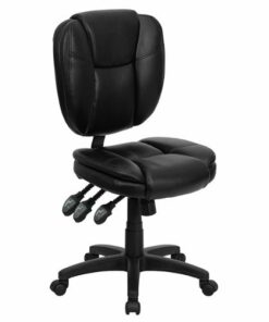 Flash Furniture - Caroline Contemporary Leather/Faux Leather Swivel Office Chair - Black LeatherSoft 0