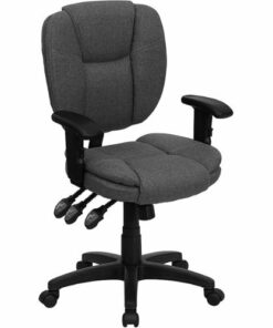 Flash Furniture - Caroline Contemporary Fabric Swivel Office Chair with Arms - Gray Fabric