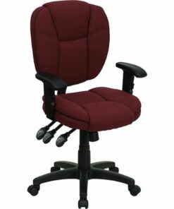 Flash Furniture - Caroline Contemporary Fabric Swivel Office Chair with Arms - Burgundy Fabric