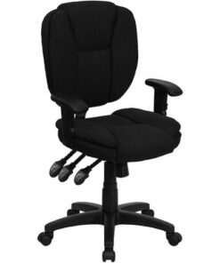 Flash Furniture - Caroline Contemporary Fabric Swivel Office Chair with Arms - Black Fabric
