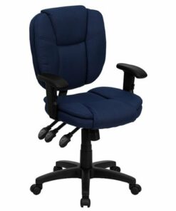 Flash Furniture - Caroline Contemporary Fabric Swivel Office Chair with Arms - Navy Blue Fabric