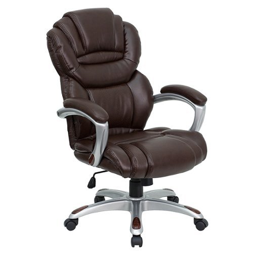 Flash Furniture - Stella Contemporary Leather/Faux Leather Executive Swivel Office Chair - Brown