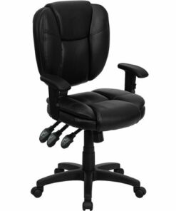 Flash Furniture - Caroline Contemporary Leather/Faux Leather Swivel Office Chair - Black LeatherSoft 1