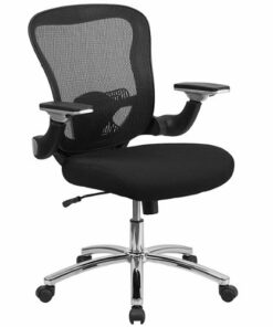 Flash Furniture - Sam Contemporary Mid-Back Mesh Ergonomic Office Chair with Height Adjustable Flip-Up Arms - Black