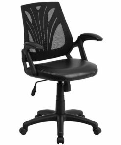 Flash Furniture - Sam Contemporary Leather/Faux Leather Swivel Office Chair - Black LeatherSoft/Mesh