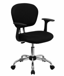Flash Furniture - Beverly Contemporary Mesh Swivel Office Chair with Arms - Black