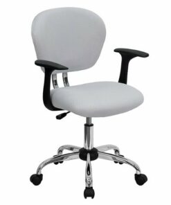 Flash Furniture - Beverly Contemporary Mesh Swivel Office Chair with Arms - White