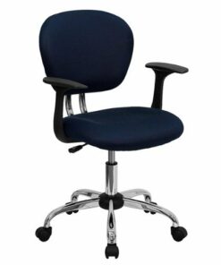 Flash Furniture - Beverly Contemporary Mesh Swivel Office Chair with Arms - Navy