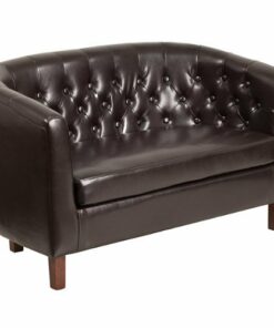 Flash Furniture - Hercules Colindale Traditional 2-seat Leather/Faux Leather Reception Loveseat - Brown