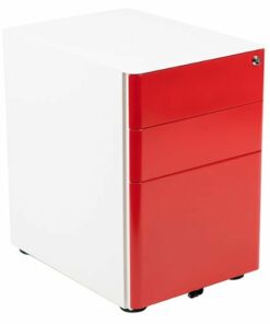 Flash Furniture - Warner Modern Steel 3-Drawer Filing Cabinet - White and Red