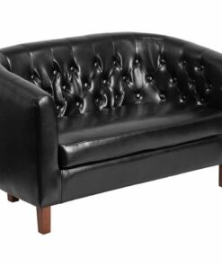 Flash Furniture - Hercules Colindale Traditional 2-seat Leather/Faux Leather Reception Loveseat - Black