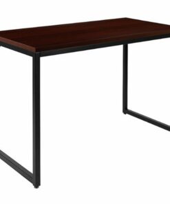 Flash Furniture - Tiverton Collection Rectangle Industrial Laminate  Office Desk - Mahogany Top/Black Frame