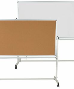 Flash Furniture - Hercules Reversible Mobile Cork/Marker Board - Natural/White 0