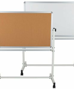 Flash Furniture - Hercules Reversible Mobile Cork/Marker Board - Natural/White 1