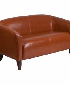 Flash Furniture - Hercules Imperial Contemporary 2-seat Leather/Faux Leather Reception Loveseat - Cognac