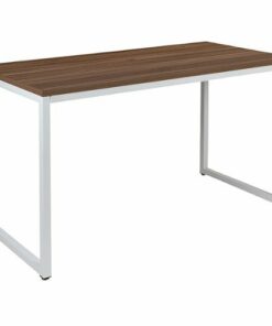 Flash Furniture - Tiverton Collection Rectangle Industrial Laminate  Office Desk - Walnut Top/White Frame