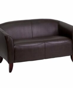 Flash Furniture - Hercules Imperial Contemporary 2-seat Leather/Faux Leather Reception Loveseat - Brown