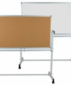 Flash Furniture - Hercules Reversible Mobile Cork/Marker Board - Natural/White 4