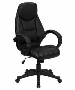 Flash Furniture - Leonard Contemporary Leather/Faux Leather Executive Swivel Office Chair - Black