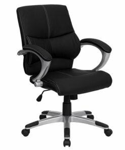 Flash Furniture - Bodie Contemporary Leather/Faux Leather Executive Swivel Office Chair - Black