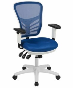 Flash Furniture - Nicholas Contemporary Mesh Executive Swivel Office Chair - Blue Mesh/White Frame