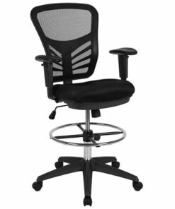 Flash Furniture - Tyler Contemporary Mesh Drafting Stool - Black Mesh/Black Frame