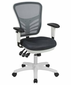 Flash Furniture - Nicholas Contemporary Mesh Executive Swivel Office Chair - Dark Gray Mesh/White Frame