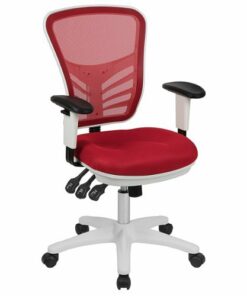 Flash Furniture - Nicholas Contemporary Mesh Executive Swivel Office Chair - Red Mesh/White Frame