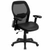 Flash Furniture - Albert Contemporary Leather/Faux Leather Executive Swivel Office Chair - Black LeatherSoft/Mesh 0