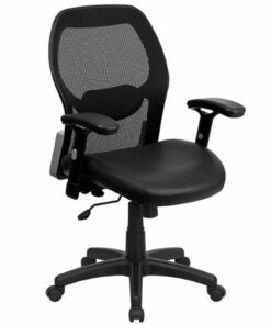 Flash Furniture - Albert Contemporary Leather/Faux Leather Executive Swivel Office Chair - Black LeatherSoft/Mesh 0