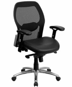 Flash Furniture - Albert Contemporary Leather/Faux Leather Executive Swivel Office Chair - Black LeatherSoft/Mesh 1
