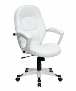 Flash Furniture - Quincey Contemporary Leather/Faux Leather Executive Swivel Office Chair - White