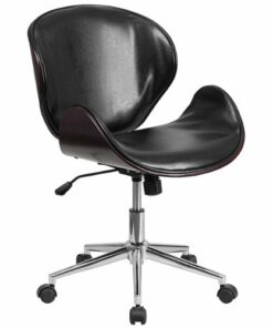 Flash Furniture - Tana Contemporary Leather/Faux Leather Executive Swivel Office Chair - Black LeatherSoft/Mahogany Frame