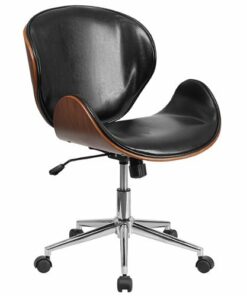 Flash Furniture - Tana Contemporary Leather/Faux Leather Executive Swivel Office Chair - Black LeatherSoft/Walnut Frame