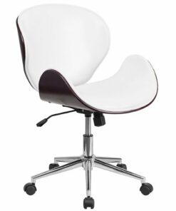 Flash Furniture - Tana Contemporary Leather/Faux Leather Executive Swivel Office Chair - White LeatherSoft/Mahogany Frame