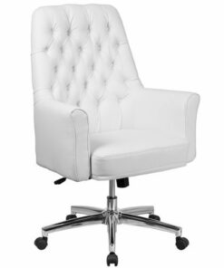 Flash Furniture - Hansel Traditional Mid-Back Traditional Tufted LeatherSoft Executive Swivel Office Chair - White