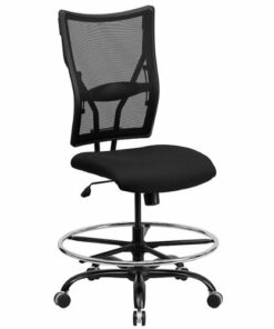 Flash Furniture - Hercules Contemporary Big & Tall  Fabric Drafting Stool - Black