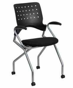Flash Furniture - Galaxy  Contemporary Fabric Side Chair - Upholstered - Black Fabric 0