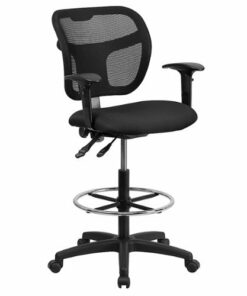 Flash Furniture - Regina Contemporary Fabric Drafting Stool - Black 0