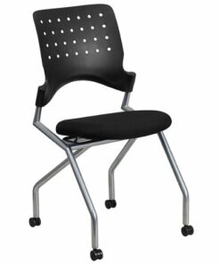 Flash Furniture - Galaxy  Contemporary Fabric Side Chair - Upholstered - Black Fabric 1